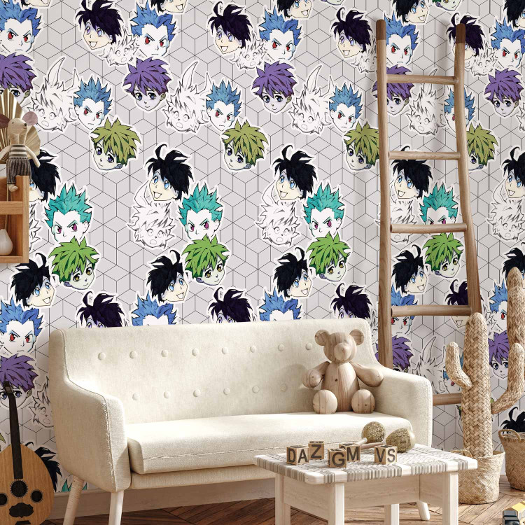 Wallpaper Anime - Expressions on the Faces of Cartoon Characters on a Geometric Background 146383 additionalImage 4