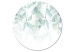 Round Canvas Vegetation - Delicate Green-Blue Leaves on a White Background 148683