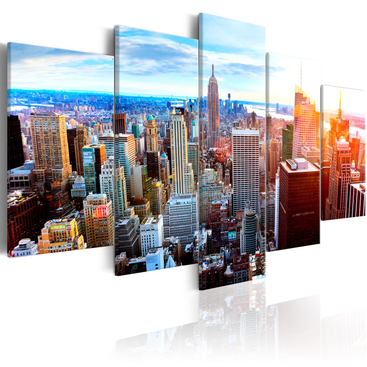 Canvas Art Print New York Sunrise (5-piece) - cityscape from a bird's eye view 149083 additionalImage 2
