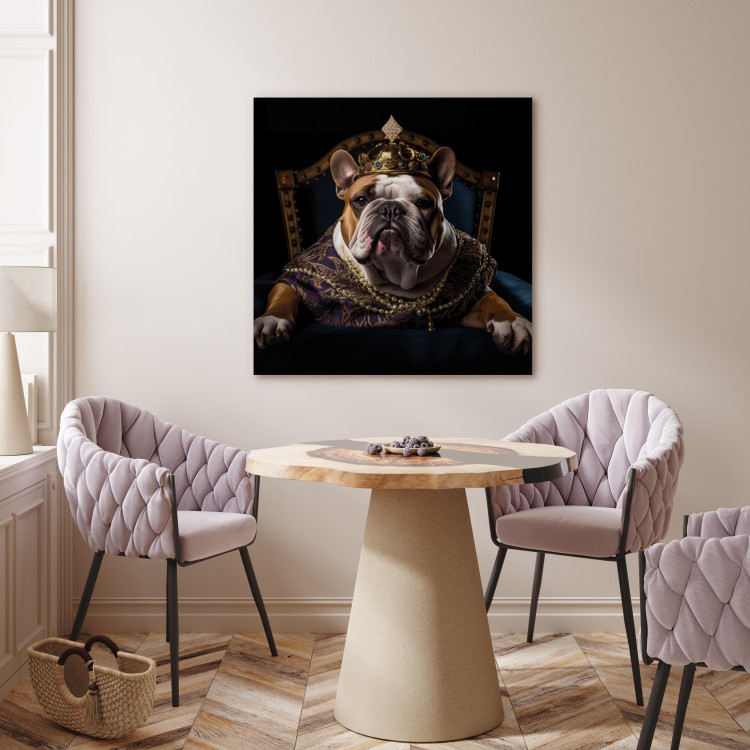 Canvas Print AI Dog English Bulldog - Animal Fantasy Portrait Wearing a Crown - Square 150183 additionalImage 5