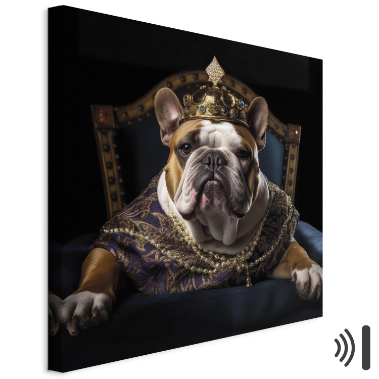 Canvas Print AI Dog English Bulldog - Animal Fantasy Portrait Wearing a Crown - Square 150183 additionalImage 8