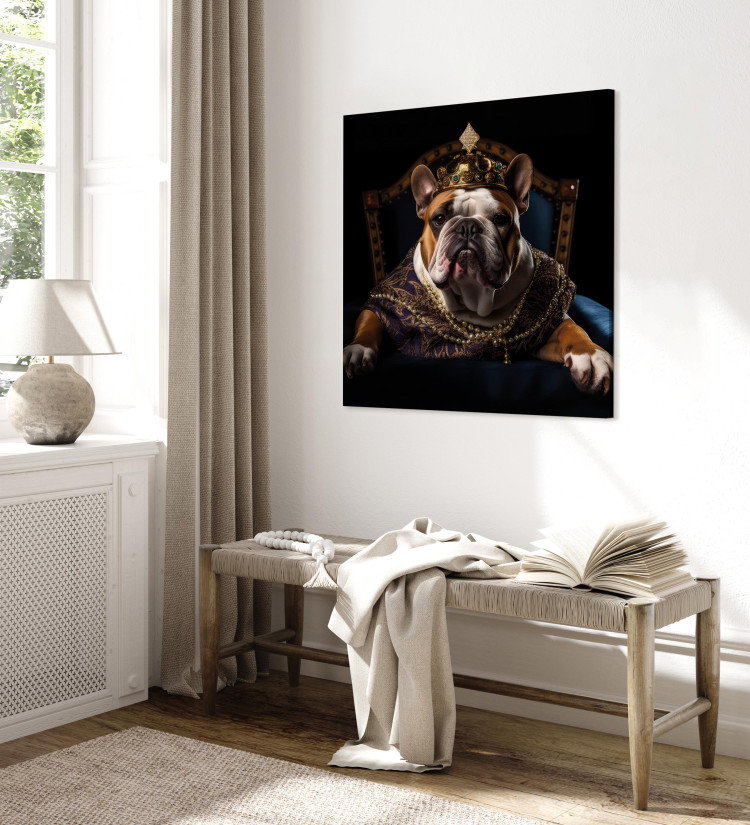 Canvas Print AI Dog English Bulldog - Animal Fantasy Portrait Wearing a Crown - Square 150183 additionalImage 10