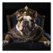 Canvas Print AI Dog English Bulldog - Animal Fantasy Portrait Wearing a Crown - Square 150183