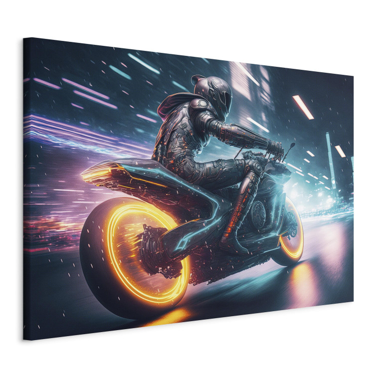 Large canvas print Speed of Light - Motorcyclist During Night City Race [Large Format] 150883 additionalImage 2