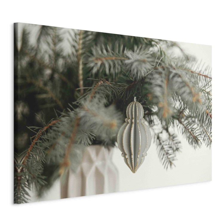 Canvas Print Christmas Decoration - Paper Ornament on Spruce Branches 151683 additionalImage 2