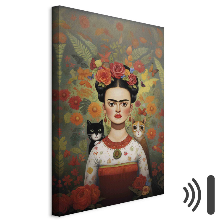 Canvas Cartoon Frida - A Colorful Portrait of the Artist With Two Cats 152283 additionalImage 8