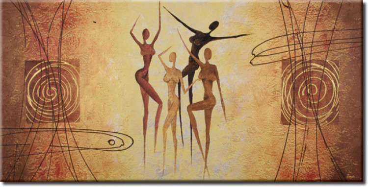 Canvas Art Print Four Graces (1-piece) - brown female silhouettes with designs 47083