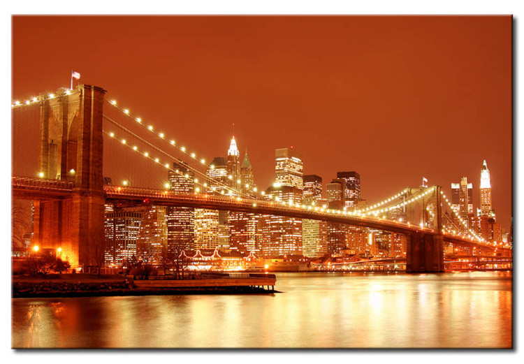 Canvas Print New York: Brooklyn Bridge by night 58383