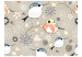 Photo Wallpaper Animals - Collage with birds and flowers on a beige background for children 61283 additionalThumb 1