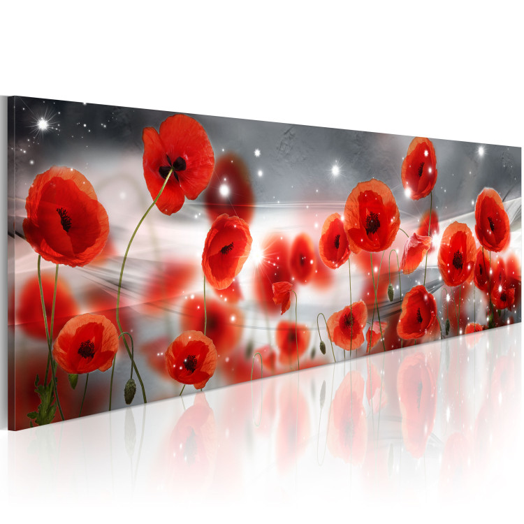 Canvas Star Poppies (1-part) - red field flowers in the starlight 94783 additionalImage 2