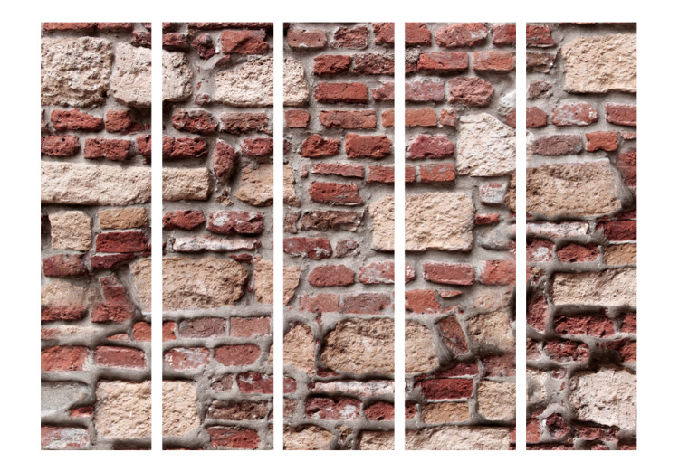 Folding Screen Vintage Wall II - architectural texture of retro orange brick 95983 additionalImage 3