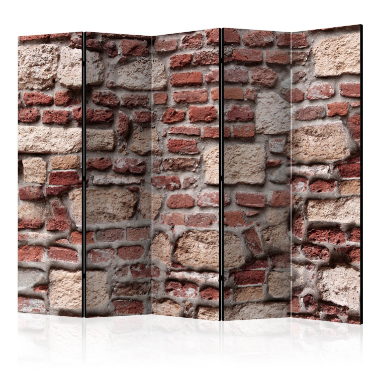 Folding Screen Vintage Wall II - architectural texture of retro orange brick 95983
