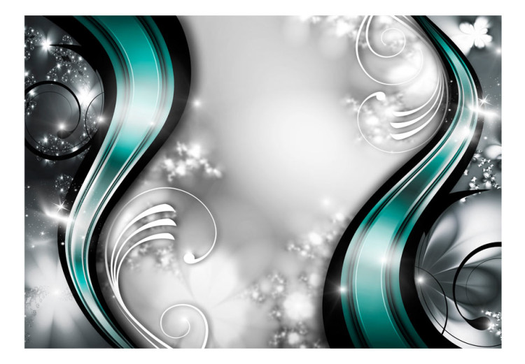 Photo Wallpaper Fantasy - turquoise abstract with waves on a light background with ornaments 96683 additionalImage 1