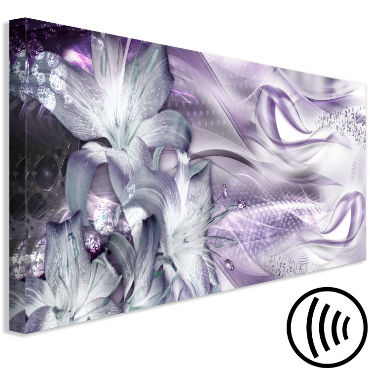 Canvas Lilies and Waves (1-part) Pale Purple Narrow - Plant Abstraction 107993 additionalImage 6