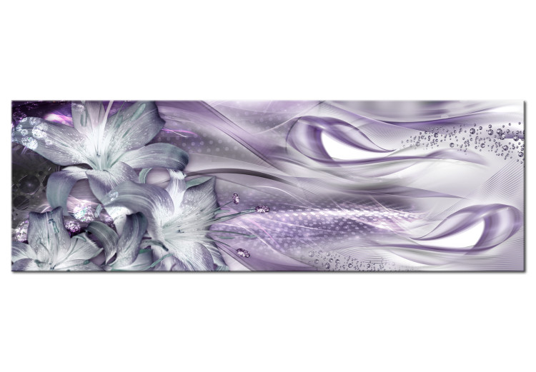Canvas Lilies and Waves (1-part) Pale Purple Narrow - Plant Abstraction 107993