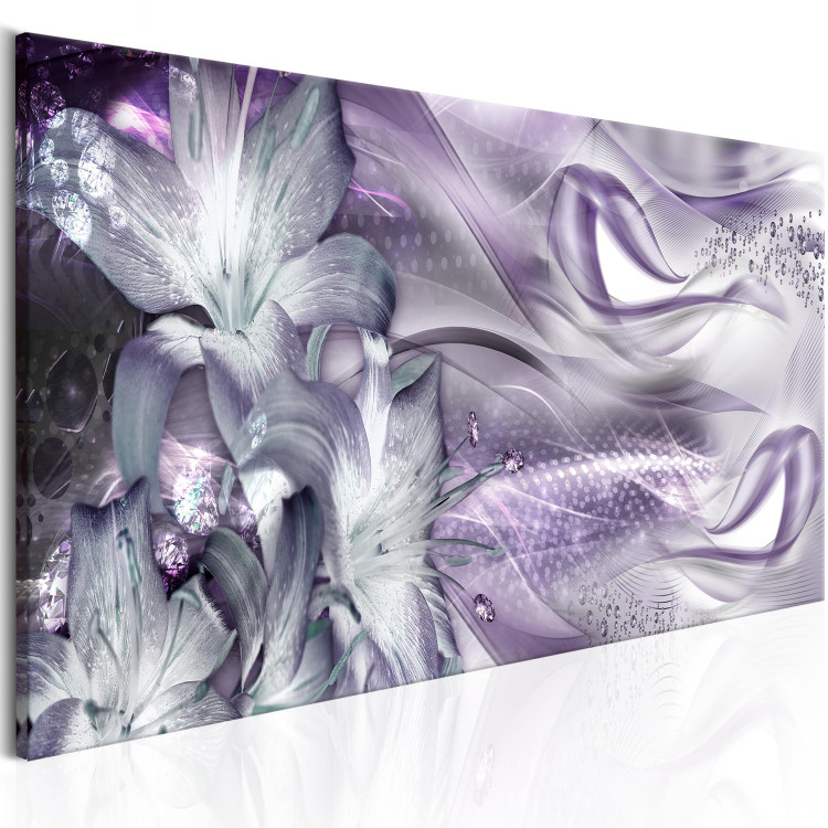 Canvas Lilies and Waves (1-part) Pale Purple Narrow - Plant Abstraction 107993 additionalImage 2