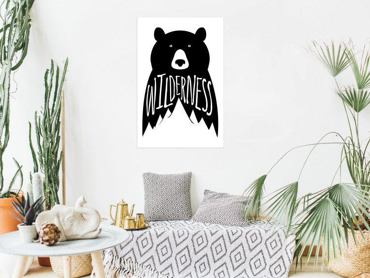 Poster Wilderness - black and white composition with animal motif and texts 114793 additionalImage 19
