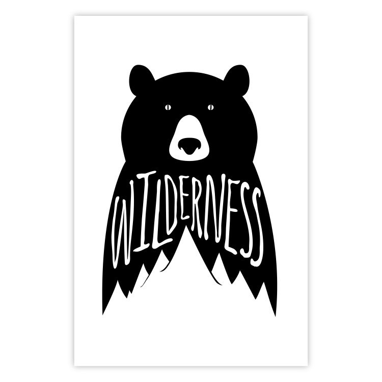 Poster Wilderness - black and white composition with animal motif and texts 114793 additionalImage 18