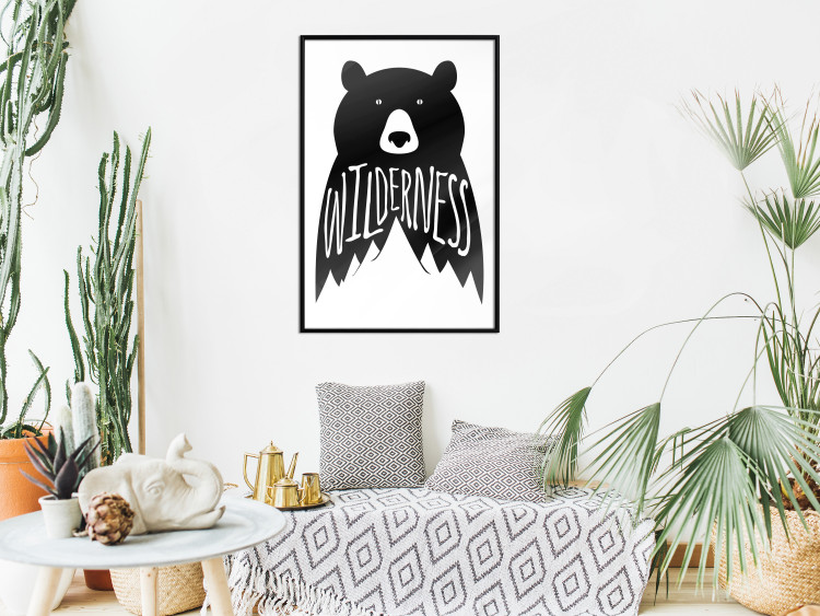 Poster Wilderness - black and white composition with animal motif and texts 114793 additionalImage 3