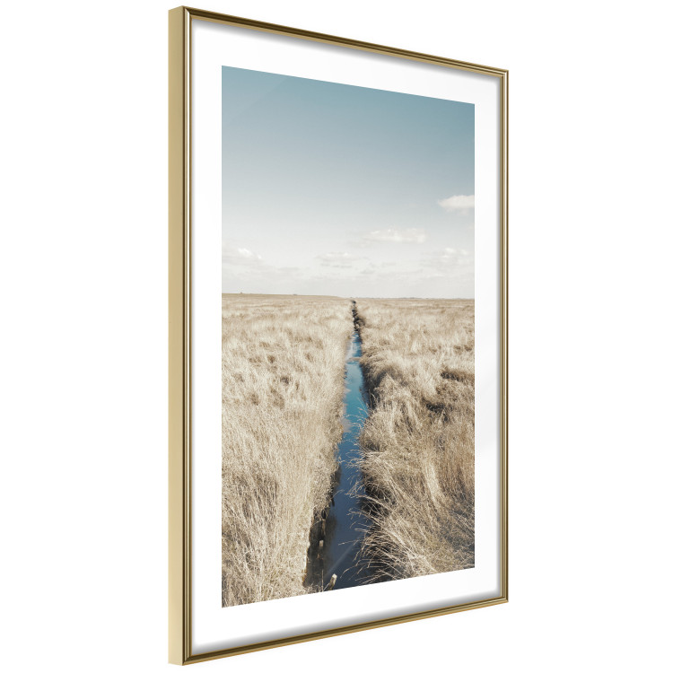 Wall Poster Channel - sky landscape with clouds and river on beige field 117293 additionalImage 8