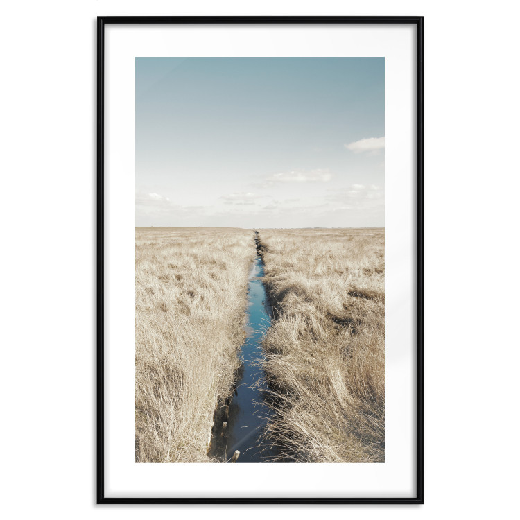 Wall Poster Channel - sky landscape with clouds and river on beige field 117293 additionalImage 17