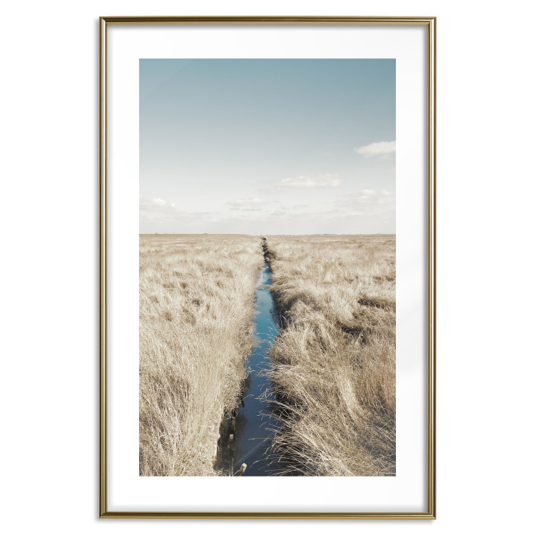 Wall Poster Channel - sky landscape with clouds and river on beige field 117293 additionalImage 16