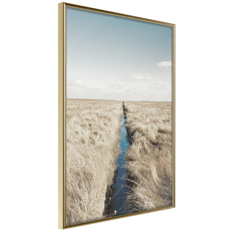 Wall Poster Channel - sky landscape with clouds and river on beige field 117293 additionalImage 14