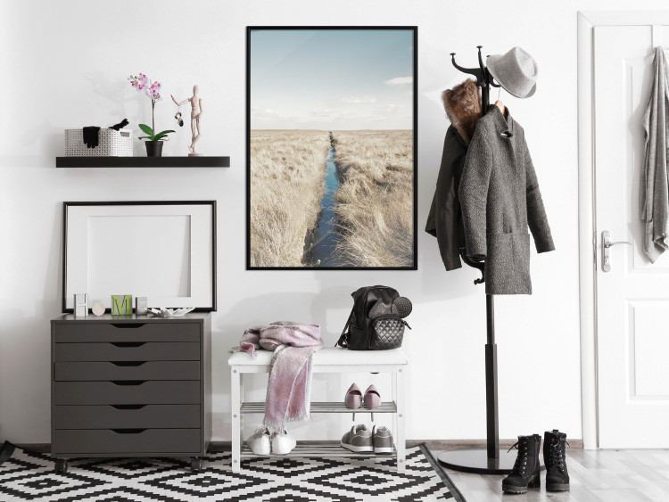 Wall Poster Channel - sky landscape with clouds and river on beige field 117293 additionalImage 5