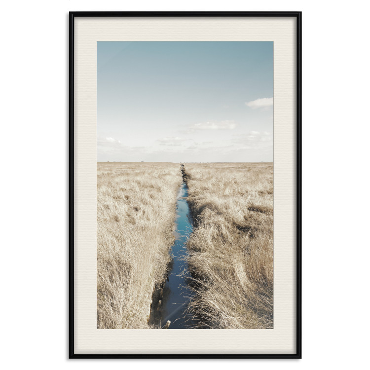 Wall Poster Channel - sky landscape with clouds and river on beige field 117293 additionalImage 18