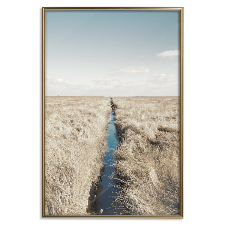 Wall Poster Channel - sky landscape with clouds and river on beige field 117293 additionalImage 20
