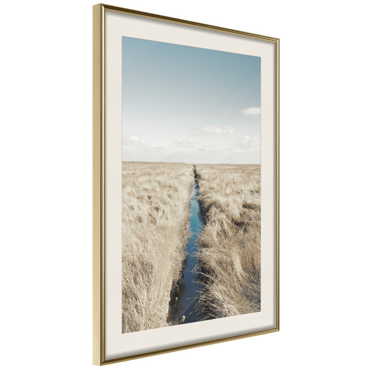 Wall Poster Channel - sky landscape with clouds and river on beige field 117293 additionalImage 2