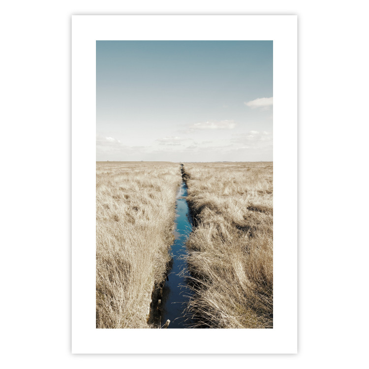 Wall Poster Channel - sky landscape with clouds and river on beige field 117293 additionalImage 25