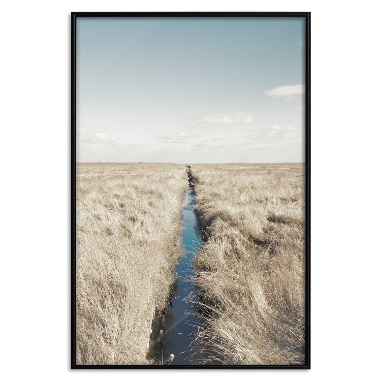 Wall Poster Channel - sky landscape with clouds and river on beige field 117293 additionalImage 24