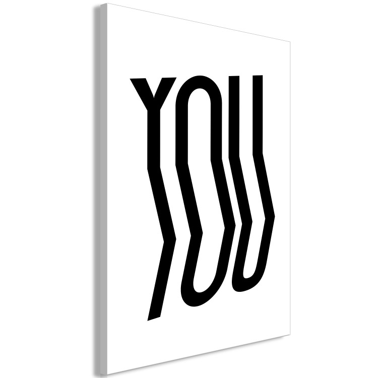 Canvas Art Print Black, curved inscription - ''YOU'' on a minimalistic white background 117393 additionalImage 2