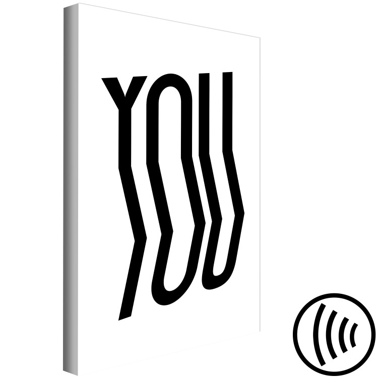 Canvas Art Print Black, curved inscription - ''YOU'' on a minimalistic white background 117393 additionalImage 6