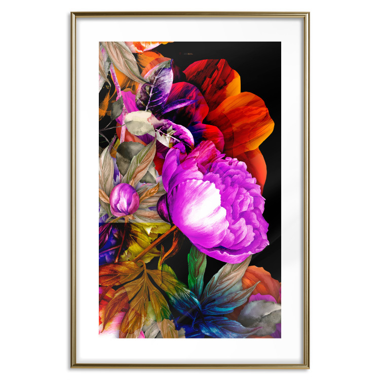 Poster Colors of Summer - multicolored glamour composition with flowers on a black background 117993 additionalImage 16