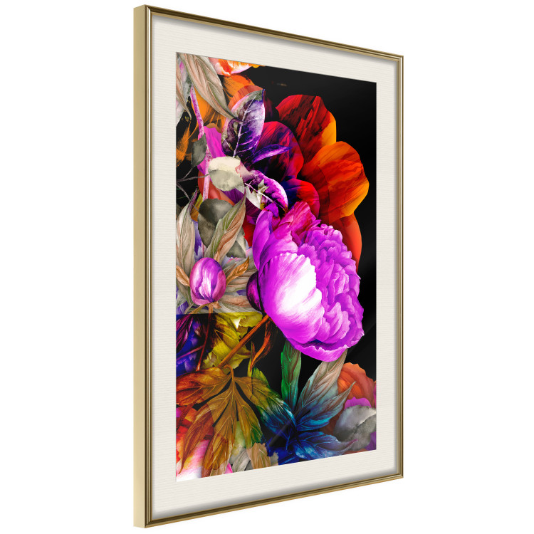 Poster Colors of Summer - multicolored glamour composition with flowers on a black background 117993 additionalImage 2