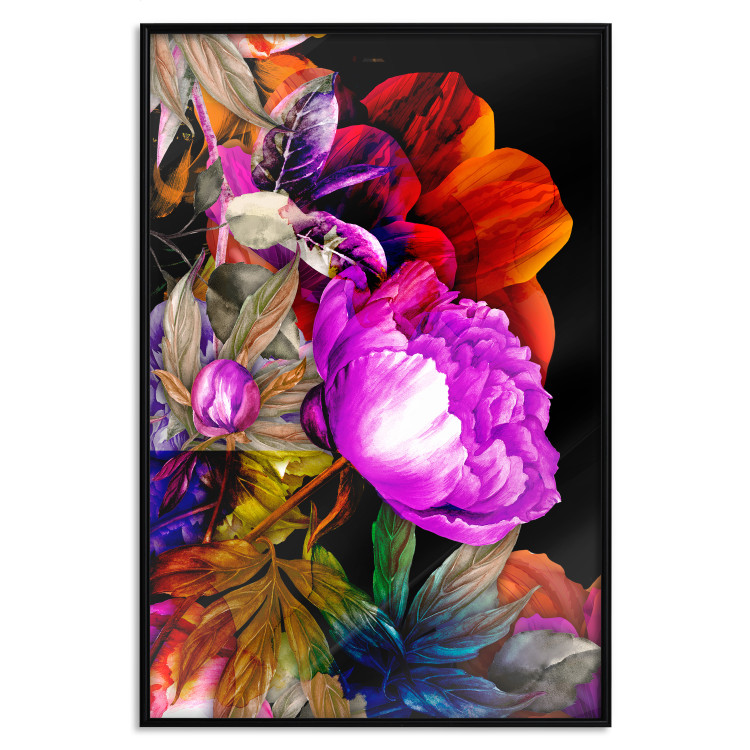 Poster Colors of Summer - multicolored glamour composition with flowers on a black background 117993 additionalImage 24
