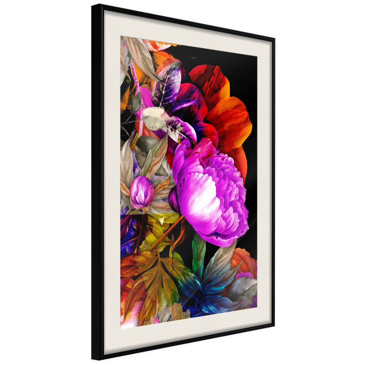 Poster Colors of Summer - multicolored glamour composition with flowers on a black background 117993 additionalImage 3
