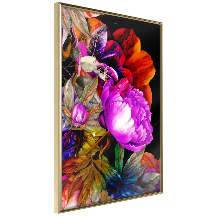 Poster Colors of Summer - multicolored glamour composition with flowers on a black background 117993 additionalImage 14