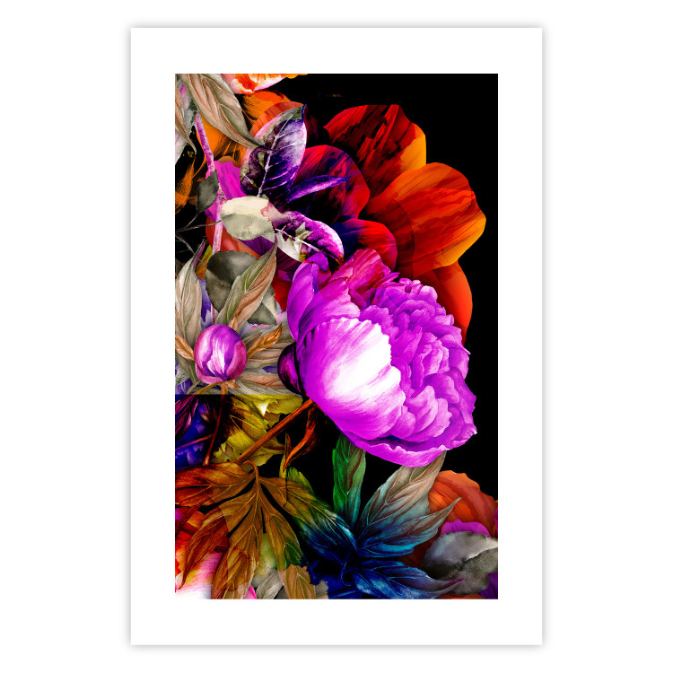 Poster Colors of Summer - multicolored glamour composition with flowers on a black background 117993 additionalImage 19
