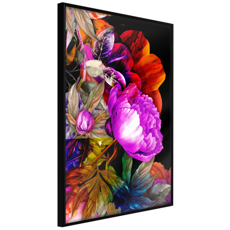 Poster Colors of Summer - multicolored glamour composition with flowers on a black background 117993 additionalImage 12