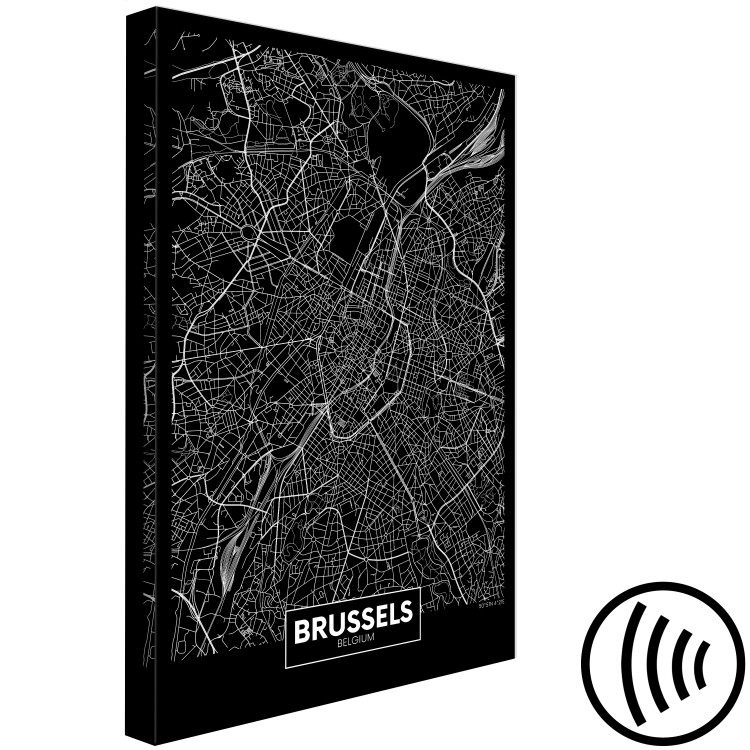 Canvas Brussels - aerial map of Belgium capital city in black and white 118093 additionalImage 6