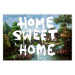 Wall Poster Dream Home - white English text against a colorful landscape background 118793