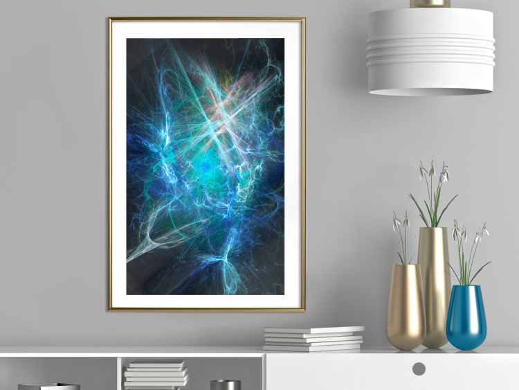 Poster Supernova - modern abstraction with light in blue tones 121893 additionalImage 13