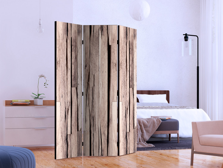 Room Divider Screen Whisper of Spring - texture of unevenly shaped wooden planks 122993 additionalImage 2