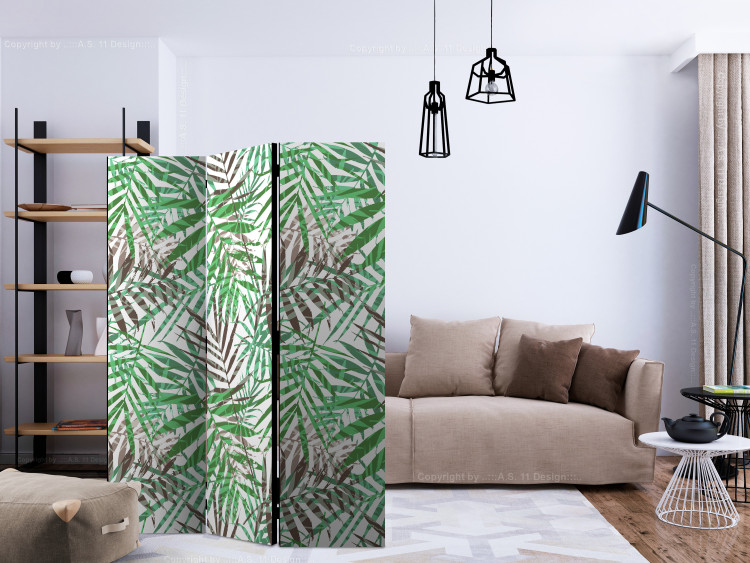 Folding Screen Wild Leaves - tropical and colorful foliage motif on a white background 123293 additionalImage 4