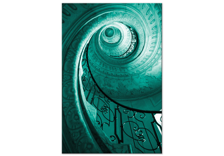 Canvas Print Spiral staircase - photograph of the staircase in turquoise colour 123593
