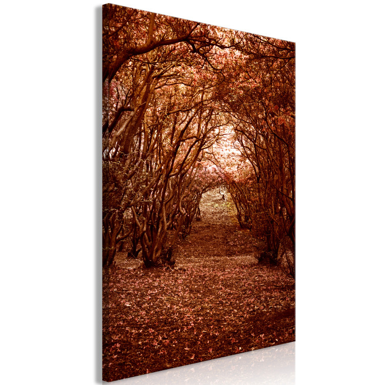 Canvas Art Print Corridor of trees - autumn forest path covered with leaves 123893 additionalImage 2