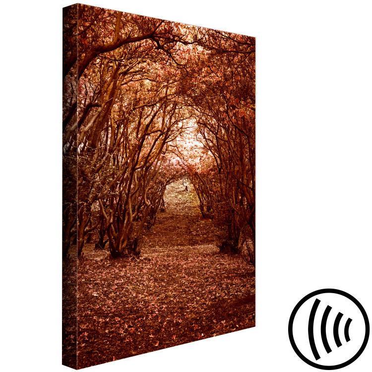 Canvas Art Print Corridor of trees - autumn forest path covered with leaves 123893 additionalImage 6